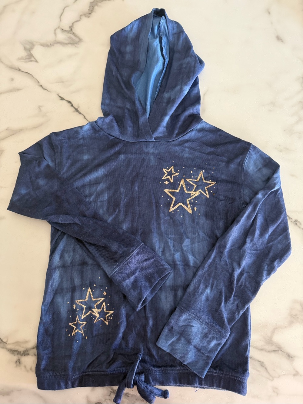 SO Girls' Navy Blue Star Tie-Hem Hoodie